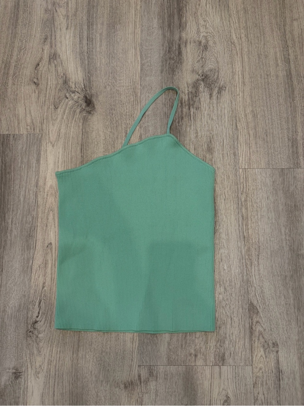 Grey Lab Los Angeles Large Seafoam Green Ribbed Asymmetrical Tank Top NWOT